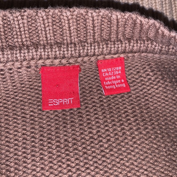 Esprit Crew Ribbed Striped Colorblock 💯% Cotton Structured Sweater Fitted Prep - Picture 5 of 9